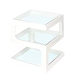 XYZMDJ. Quadratischer Seitentisch Square Kleine Teetisch Glas Massivholz Sofa Ecktisch Doppelschicht Quadratische Tabelle (Color : White)