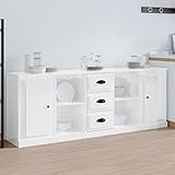 Tidyard 3 STK. Sideboard Kommode Anrichte Buffets Schrank Beistellschrank Mehrzweckschrank Standschrank Holzwerkstoff Hochglanz-Weiß