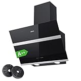 CIARRA CBCB6736N A + + Kopffreie Dunstabzugshaube Schräghaube 60cm 650m³/h TouchControl mit CBCF003 Aktivkohlefilter Glas
