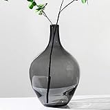 XIUWOUG Handmade Glasvase Schwarz,Glasvase für Pampasgras,Transparente Ballon Vase für Moderne Wohnkultur,Indoor Dekoration (nur Vase),Grau Groß