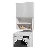 MIRADU Badezimmerschrank hängend weiß (98x60x30) mit Push-to-Open-Fronten, Waschmaschinenschrank, badezimmerschränke, badschrank hängend, Waschbeckenunterschrank,wc Schrank, wandschrank hängend