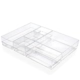 ALPOONS® - Schubladen Organizer (6 er transparent) mit Antirutsch Pads für einen extra stabilen Halt. Schminktisch Organizer für eine klare Übersicht. Schubladen Ordnungssystem Büro für Ordnung