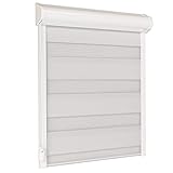 schattenfreu.de Doppelrollo mit Kassette nach Maß | Zum Anschrauben am Fensterrahmen oder an der Wand | Optional zum Ankleben | Lichtdurchlässig | Für Fenster und Türen | Reinweiß
