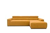 DOMO Collection Brandon Ecksofa, Sofa mit Rückenfunktion in L-Form, Polsterecke, Eckgarnitur, gelb, 285 x 175 cm