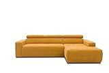 DOMO Collection Brandon Ecksofa, Sofa mit Rückenfunktion in L-Form, Polsterecke, Eckgarnitur, gelb, 285 x 175 cm