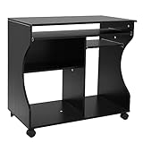 HOMCOM Computertisch Eckschreibtisch Winkelschreibtisch Schreibtisch Bürotisch PC Tisch Schwarz 80 x 48 x 76 cm