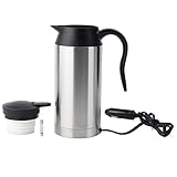 NICCOO Auto Wasserkocher Edelstahl, 750 ML 12V KFZ LKW Wasserkessel Elektrischer Wasserkocher Tragbarer Auto Reisewasserkocher mit Zigarettenanzünder, Elektroauto Heizbecher für Heißwasser Kaffee Tee