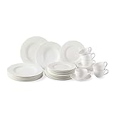 vivo by Villeroy und Boch Group - Basic White Kombi-Set, 30 tlg., 750 ml, Premium Porzellan, spülmaschinen-, mikrowellengeeignet, weiß