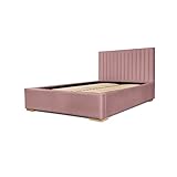 Siblo Bett 140x200 cm - Modern Polsterbett - Doppelbett mit Bettkasten und Lattenros - Lina Kollektion - Robust Bett mit Stauraum - Bettgestell aus Holz - Rosa