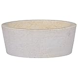 JUNZAI Waschbecken, Aufsatzwaschbecken, Bathroom Sink, Waschtisch, Ablaufgarnitur, Aufsatzbecken, Creme Ø40x15 cm Marmor