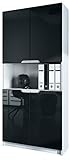 Vladon Büroschrank Logan V2, Aktenschrank mit 5 Fächern und 4 Türen, Weiß matt/Schwarz Hochglanz (82 x 184 x 37 cm)