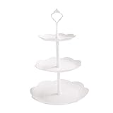 Etagère,Porzellan Etagere 3 Etagen Kuchenständer Kunststoff Wiederverwendet Cupcake Ständer Servierplatte Servierteller Display-Set Dessertständer für Patry Hochzeit Weiß