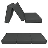 POKAR Klappmatratze 3-teilige Faltmatratze Wasserdicht Camping Matratze Gästematratze Feldbett Klappbett Gästebett Bodenmatratze Schlafmatratze 80 x 195 x 15 cm, Anthrazit