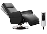 Cavadore TV-Sessel Cobra mit 2 E-Motoren / Elektrischer Fernsehsessel mit Fernbedienung / Relaxfunktion, Liegefunktion / Ergonomie M / Belastbar bis 130 kg / 71 x 110 x 82 / Echtleder Schwarz