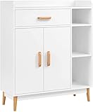 Schuhschrank mit Schrank für Wohnzimmer, Büro, Schlafzimmer, Eingang (3 Regale, Schublade 2 Türen) (Farbe: Weiß, Größe: 80 x 29,5 x 93 cm) (Weiß 80 x 29,5 x 93 cm)