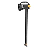 Fiskars Spaltaxt L, Solid, Mit Klingen- und Transportschutz, Antihaftbeschichtet, Hochwertige Stahl-Klinge/Glasfaserverstärkter Kunststoff-Stiel, Schwarz/Orange, A19, Länge: 65 cm, 1,6 kg, 1052044