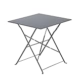 NATERIAL - Gartentisch quadratisch Flora - 2 Personen - Bistrotisch 70 x 70 cm - Klappbar - Balkontisch - Klapptisch - Beistelltisch - Stahl - Grau