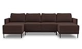 BETTSO -Ecksofa mit Schlaffunktion mit Bettkasten Sofa Couch U-Form Polstergarnitur Wohnlandschaft Polstersofa (290x157x90cm) Layla U (Braun)