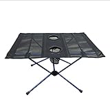 NOALED Camping Klapptisch Outdoor Tragbarer Klapptisch Camping Picknick Grilltisch Einfache Montage mit Getränkehalter Multifunktionstisch für Picknick Hinterhöfe Strand (Schwarz)