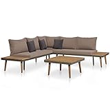 Yolola gartenmöbel Set 4 teilig Terassenmöbel außen gartenmöbel Balkon Lounge Lounge Sofa Outdoor ecklounge Outdoor,Gartensofa Aluminium,Eckmodul,Braun