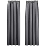 PONY DANCE Blickdichte Vorhänge mit Kräuselband Curtains for Living Room 2er Set H 245 x B 140 cm Gardinen Grau Blickdicht Verdunklungsvorhänge Kräuselband Thermo Vorhang Blackout