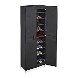 Relaxdays Schuhschrank, 30 Paar Schuhe, magnetische Türen, Stecksystem, Stoffschrank HBT: 168 x 61 x 31,5 cm, anthrazit