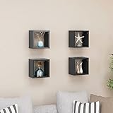Yagosodee Würfelregale, Viereckiges Wandregal 4er-Set, Schweberegal praktisch & dekotativ Regalbrett für Dein Zuhause und Büro Grau 22x15x22 cm