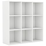 vidaXL Bücherregal mit 9 Fächern Standregal Wandregal Büroregal Regal Aktenregal Bücherschrank Aufbewahrungsregal Weiß 98x30x98cm Holzwerkstoff