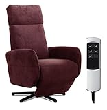 Cavadore TV-Sessel Cobra mit 2 E-Motoren / Fernsehsessel mit Liegefunktion, Relaxfunktion / Mit Fernbedienung verstellbar / Sternfuß, belastbar bis 130 kg / 71 x 110 x 82 / Lederoptik, Rot