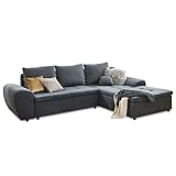 Kabs® Ecksofa Isa - gemütliches graues Sofa in L Form mit Bettkasten & Schlaffunktion, Longchair rechts, Moderne Couch mit Bezug aus Polyester Mix, Zeitlose Eckcouch, Maße: 278 x 85 x 192 cm