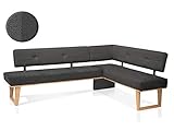 moebel-eins COLMI Eckbank, Material Massivholz/Bezug Stoff, Eiche, 224 x 167 cm, dunkelgrau