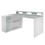 trendteam smart living Büro Schreibtisch Gamer, 160-199 x 91,4 x 76-115 cm Weiß Melamin, Absetzung: Lichtgrau Melamin mit viel Stauraum und Ablagefläche