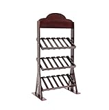 BPILOT Weinregal 3 Etagen Massivholz Weinregal Organizer 18 Flaschen Vitrine Regal Kreative Europäische Ornamente Zuhause Flaschenregal (Color : E)