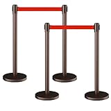 Rungen Zur Kontrolle Von Menschenansammlungen, Einziehbare Gürtelbarriere 35,4' Hoher Pfosten Für Menschenansammlungen Warteschlangenpfosten Aus Stahl Einfacher Zusammenbau (Farbe : Brown-4PCS, Grö