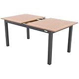 Doppler Ausziehtisch Expert Holzoptik Anthrazit 150/210x90 I Gartentisch ausziehbar I Gartenmöbel Aluminium I Terassenmöbel außen I Outdoortisch für Terrasse & Balkon I Wetterfest & robust