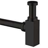 Design Siphon eckig schwarz matt/Ablauf für Waschbecken Abfluss Ablaufset Sifon Röhren-syphon