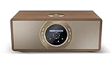 SHARP DRI470PRO Stereo Internetradio/Digitalradio mit Spotify Connect (DAB/DAB+/FM mit Bluetooth, WLAN, DLNA, 3,5mm Klinke, Wecker-Funktionen, 30 Watt), braun