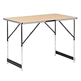 WOLTU® Campingtisch Klapptisch Gartentisch Arbeitstisch Balkontisch höhenverstellbar Aluminium Stahl MDF Hell Eiche CPT8121hei