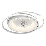 SEYFI Deckenventilator Mit Lichtern Lächer Mit Leuchten Mit Lichtern Und Fernbedienungs -Led -Lüfter Semi Flush Mount Acrylblätter Für Wohnzimmer Schlafzimmerlampen/Weiss/65 Cm/25,6 Zoll