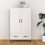 JUNZAI Highboard, Kommode, Sideboard, Schuhkommode, Komodenschrank, Küchenanrichte, Kleiderkommode, Flurkommode, Esszimmerschrank, Hochglanz-Weiß 70x31x115 cm Holzwerkstoff
