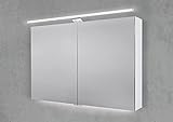 Intarbad ~ Spiegelschrank 100 cm mit LED Beleuchtung, Doppelspiegeltüren Shorewood IB1943