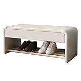 Holz Schwere Mit Schublade Zwei-dritte Platzsparend Schuhaufbewahrungsbank Schuhwechselhocker Für Lebend Zimmer Schlafzimmer Eingangsbereich Korridor-Weiß 80x30x35cm(31x12x14inch)