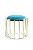 Beistelltisch/Pouf Comfortable 110 Türkis/Gold von Kayoom