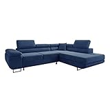 ML Furniture Ltd Avatar Kord Ecksofa in L-Form 277 x 73 x 203 cm mit Schlaffunktion und Bettzeugbehälter - Schlafsofa mit Bettkasten - Eckcouch mit Stauraum - Rechts - Farbe: Kord Blau