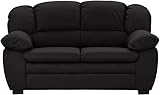 Mivano 2-Sitzer Sofa Casino, Bequeme Ledercouch mit moderner Kontrastnaht, 159 x 88 x 92, Kunstleder Schwarz
