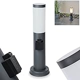 HOFSTEIN Außenwegeleuchte Sessa mit Steckdose, moderne Sockelleuchte aus Metall/Kunststoff in Anthrazit/Weiß, Wegeleuchte 45,5 cm, Gartenlampe m. E27, Gartenbeleuchtung IP44, ohne Leuchtmittel