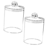 Cabilock 2 Stück Transparenter Aufbewahrungstank Aus Kunststoff Organizer-Box Kosmetik-Aufbewahrungsbox Glasbehälter Mit Deckel Automatischer Wattepad-Spender Badezimmer-Halter-Set