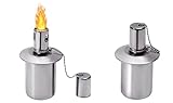 2 Stück Outdoor Dekorative Beleuchtung Edelstahl Tischfackel Kanister Fackeln für Außenbereich Gartenfackel Outdoor Kraftstofffackel Ständer mit Dochten und Abdeckungen Garten Terrasse Hof Urlaub