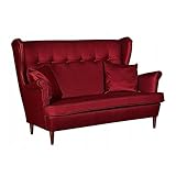 Family Meble 2-Sitzer Sofa | Öko-Leder Elegantes Design | Zierpolsterung der Rückenlehne | Bequemer Sitz | Holzbeine | Sofa für Schlafzimmer, Arbeitszimmer, Wohnzimmer, Wartezimmer