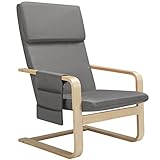 BAKAJI, grau Ergonomischer Relax-Stuhl, Bezug aus Baumwolle, Tasche 2 Fächern, Holz, Standard